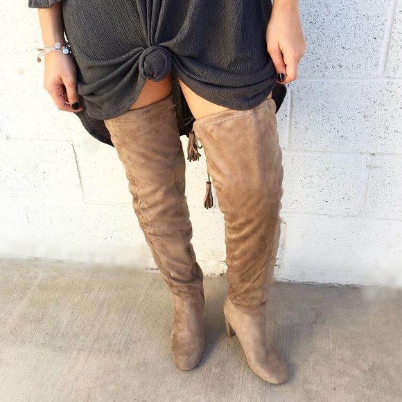 Qupid Shoes - Over the Knee Suede Boots